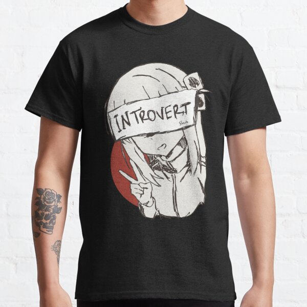 Bocchi the rock Hitori gotou Peace hand sign with red circular in Black and white sketch and ahegao girl style Classic T-Shirt RB2706 product Offical bocchi the rock Merch