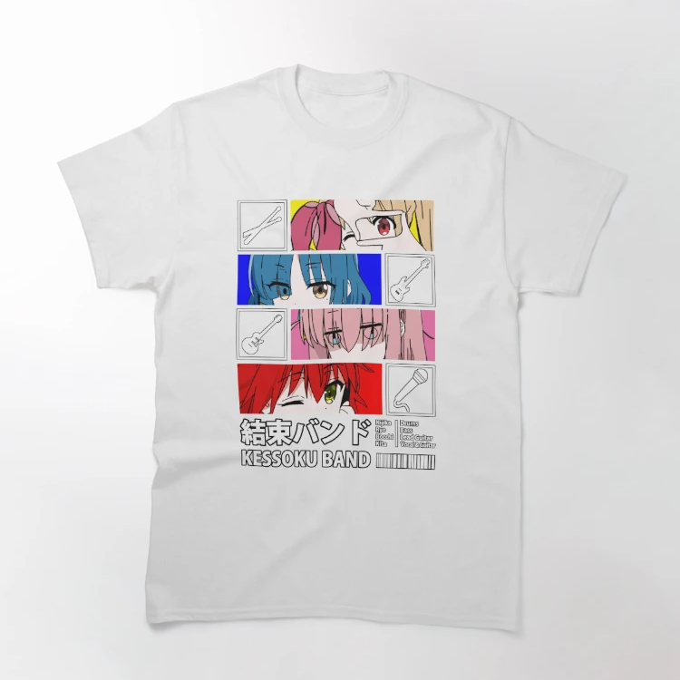 Bocchi The Rock T-Shirt - Kessoku Band Line Up Classic T-Shirt 2 - Bocchi the Rock Merch ssrcoclassic teeflatlayfafafa 5 - Bocchi the Rock Merch